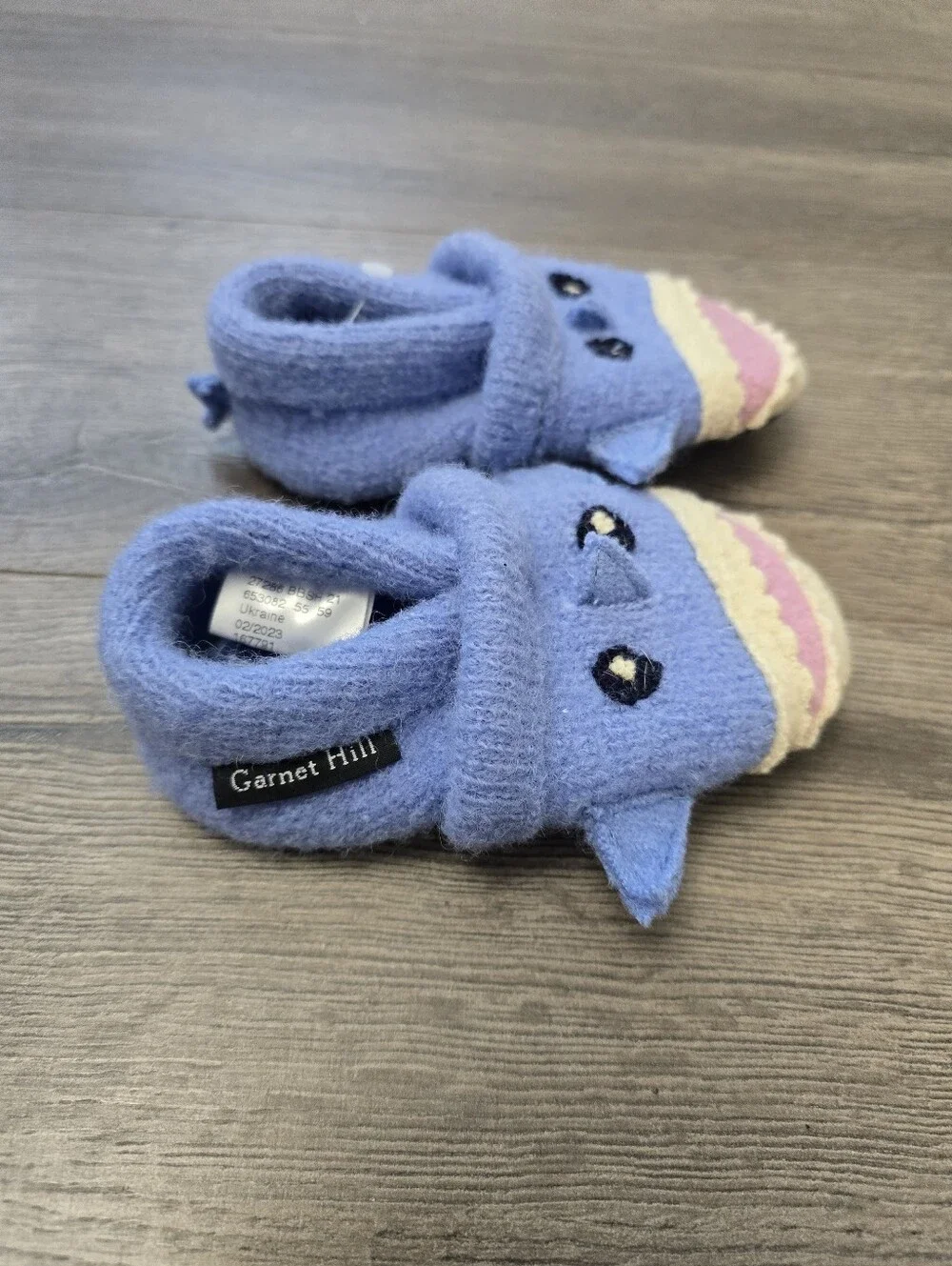 Garnet Hill Wool Shark Slippers U.S. Size 12-18 Months